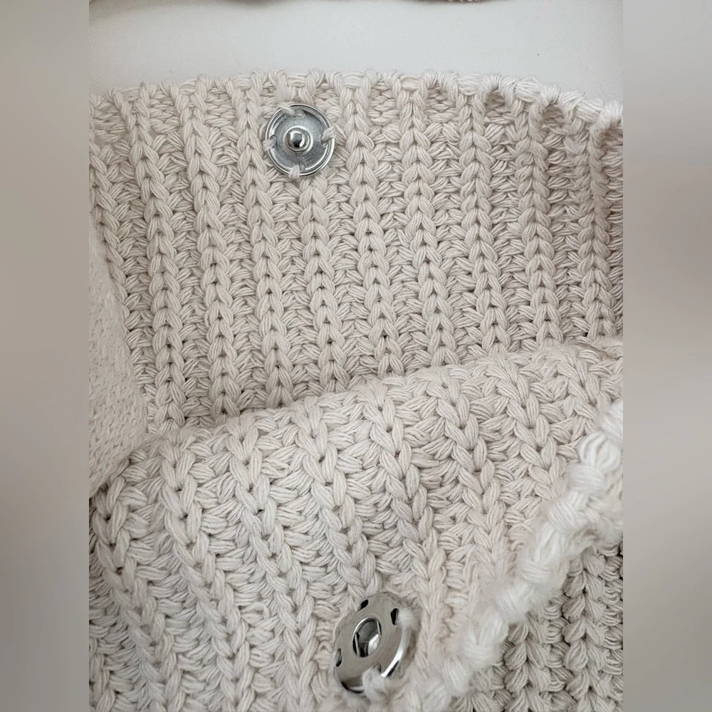 NWOT Summer Slouch Cream Crochet Knitted Hobo Shoulder Casual Summer Beach Bag
